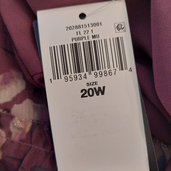 NEW! Lauren Ralph Lauren Floral Crinkle Georgette‎ Skirt Purple Size 20 $145 - Picture 8 of 9